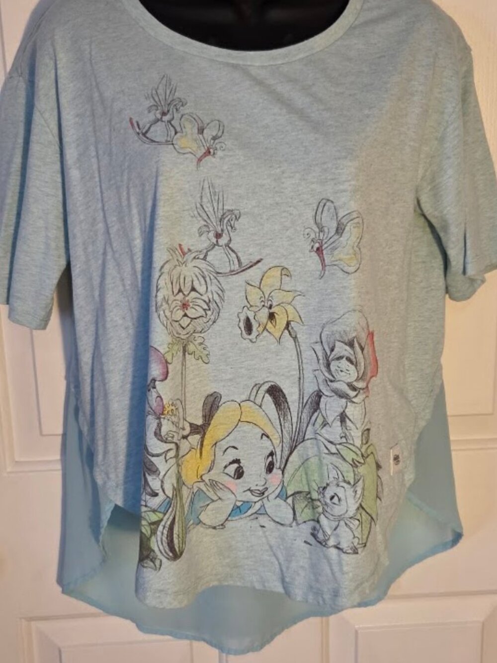 RARE Disney Store Alice In Wonderland Shirt Top Blue Animators Collection  L